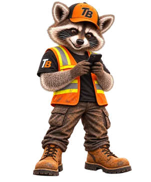 Trash Bandits mascot texting